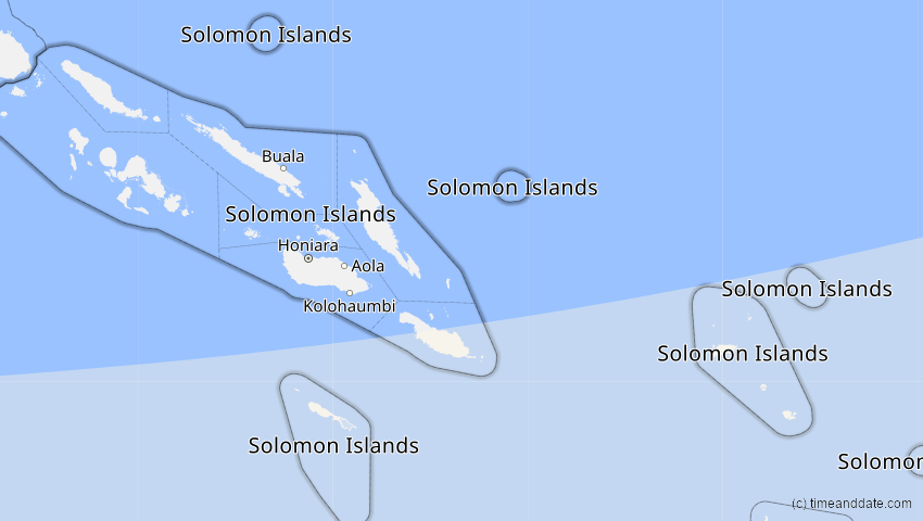 A map of Salomonen, showing the path of the 10. Mär 2035 Ringförmige Sonnenfinsternis