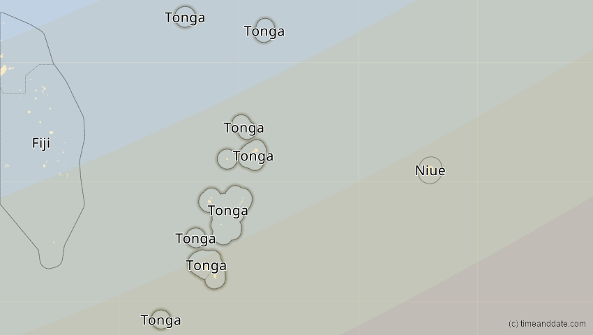 A map of Tonga, showing the path of the 10. Mär 2035 Ringförmige Sonnenfinsternis