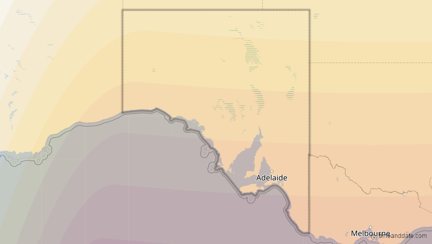 A map of South Australia, Australien, showing the path of the 10. Mär 2035 Ringförmige Sonnenfinsternis