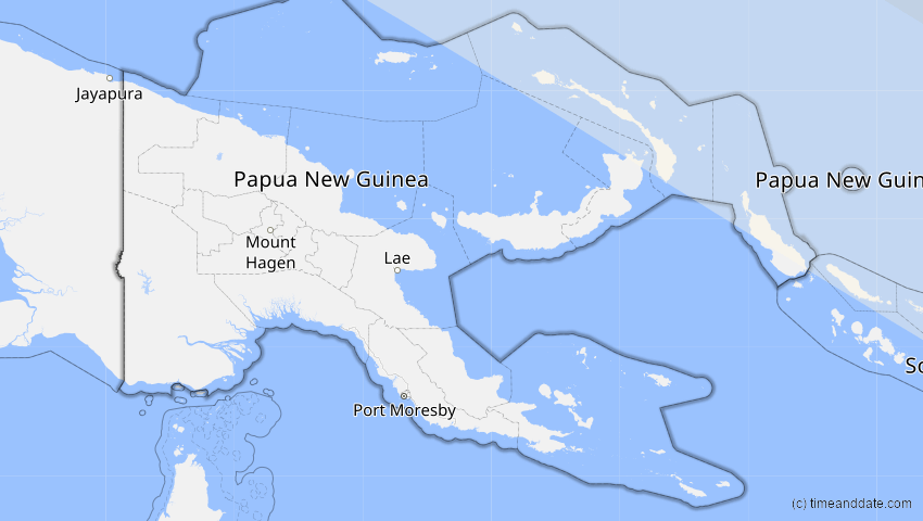 A map of Papua-Neuguinea, showing the path of the 2. Sep 2035 Totale Sonnenfinsternis