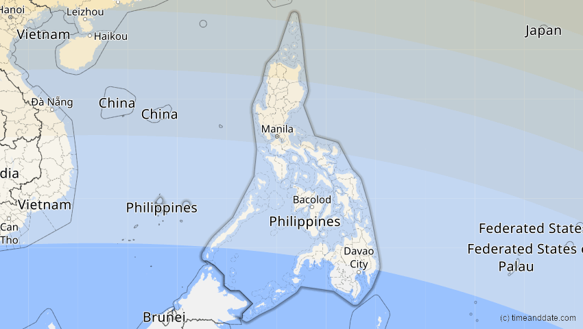 A map of Philippinen, showing the path of the 2. Sep 2035 Totale Sonnenfinsternis