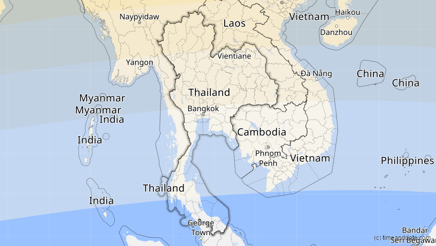 A map of Thailand, showing the path of the 2. Sep 2035 Totale Sonnenfinsternis