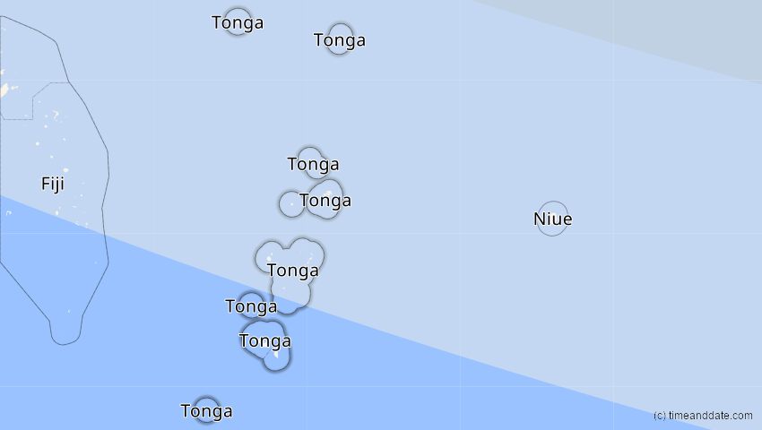 A map of Tonga, showing the path of the 2. Sep 2035 Totale Sonnenfinsternis