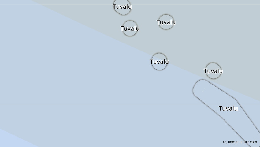 A map of Tuvalu, showing the path of the 2. Sep 2035 Totale Sonnenfinsternis