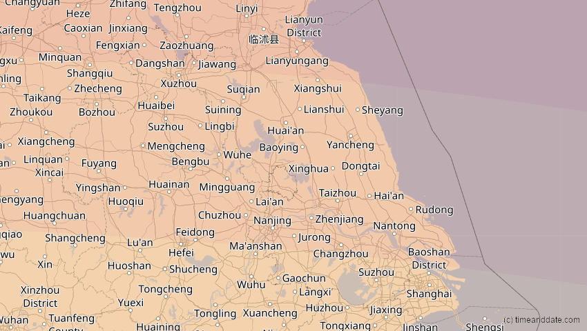 A map of Jiangsu, China, showing the path of the 2. Sep 2035 Totale Sonnenfinsternis