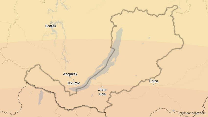A map of Burjatien, Russland, showing the path of the 2. Sep 2035 Totale Sonnenfinsternis