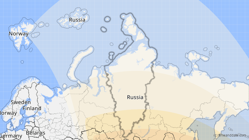 A map of Krasnojarsk, Russland, showing the path of the 2. Sep 2035 Totale Sonnenfinsternis