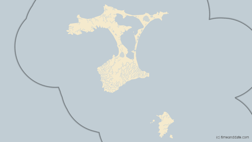 A map of Chatham-Inseln, Neuseeland, showing the path of the 27. Feb 2036 Partielle Sonnenfinsternis