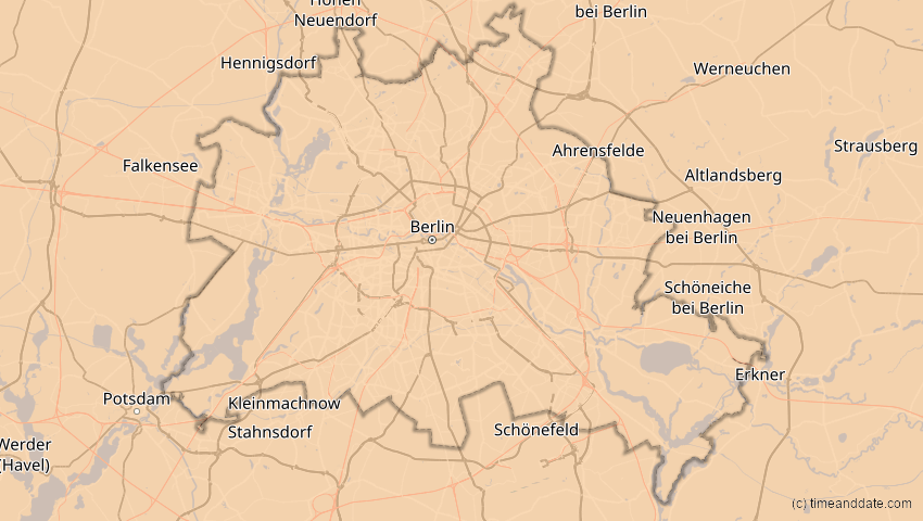 A map of Berlin, Deutschland, showing the path of the 21. Aug 2036 Partielle Sonnenfinsternis