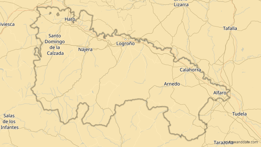A map of Rioja, Spanien, showing the path of the 21. Aug 2036 Partielle Sonnenfinsternis
