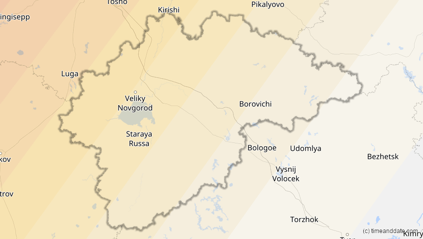 A map of Nowgorod, Russland, showing the path of the 21. Aug 2036 Partielle Sonnenfinsternis