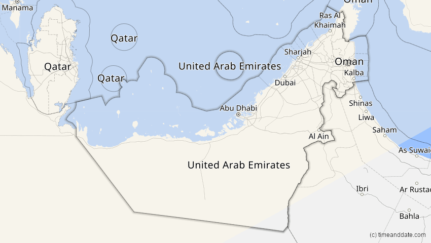 A map of Vereinigte Arabische Emirate, showing the path of the 16. Jan 2037 Partielle Sonnenfinsternis