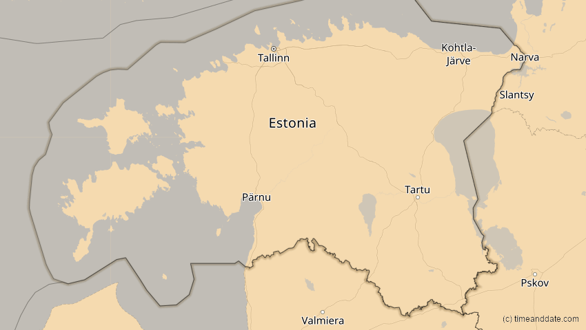 A map of Estland, showing the path of the 16. Jan 2037 Partielle Sonnenfinsternis