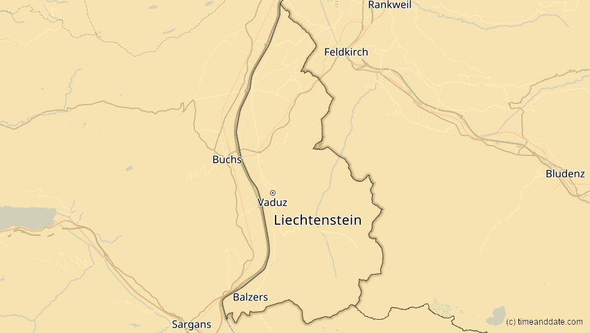 A map of Liechtenstein, showing the path of the 16. Jan 2037 Partielle Sonnenfinsternis