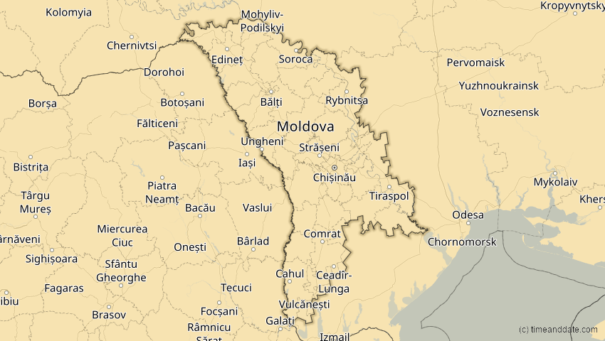 A map of Moldawien, showing the path of the 16. Jan 2037 Partielle Sonnenfinsternis