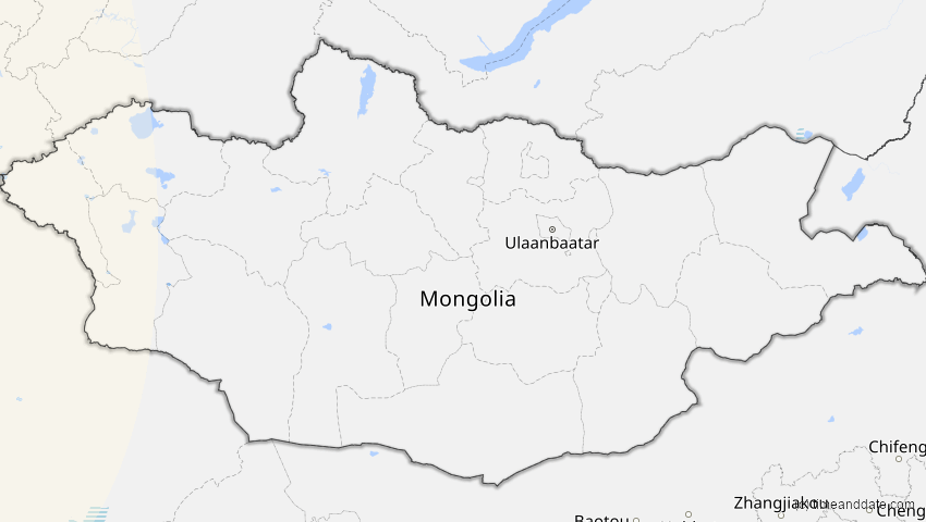 A map of Mongolei, showing the path of the 16. Jan 2037 Partielle Sonnenfinsternis