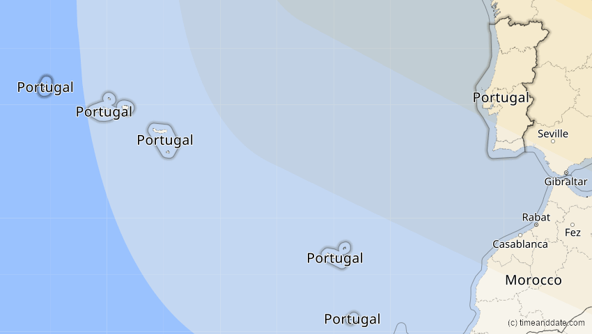 A map of Portugal, showing the path of the 16. Jan 2037 Partielle Sonnenfinsternis