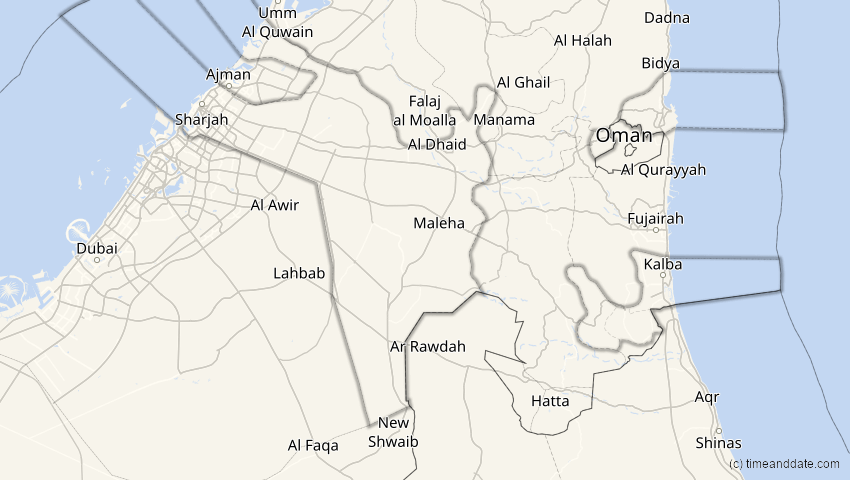 A map of Schardscha, Vereinigte Arabische Emirate, showing the path of the 16. Jan 2037 Partielle Sonnenfinsternis