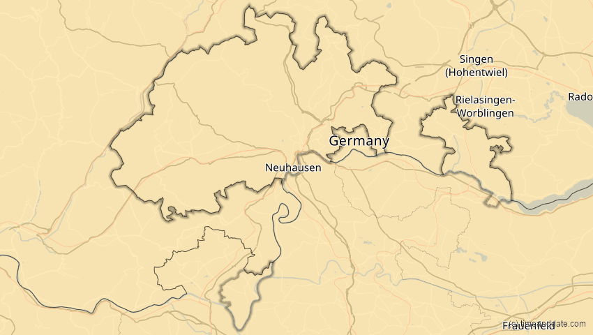 A map of Schaffhausen, Schweiz, showing the path of the 16. Jan 2037 Partielle Sonnenfinsternis