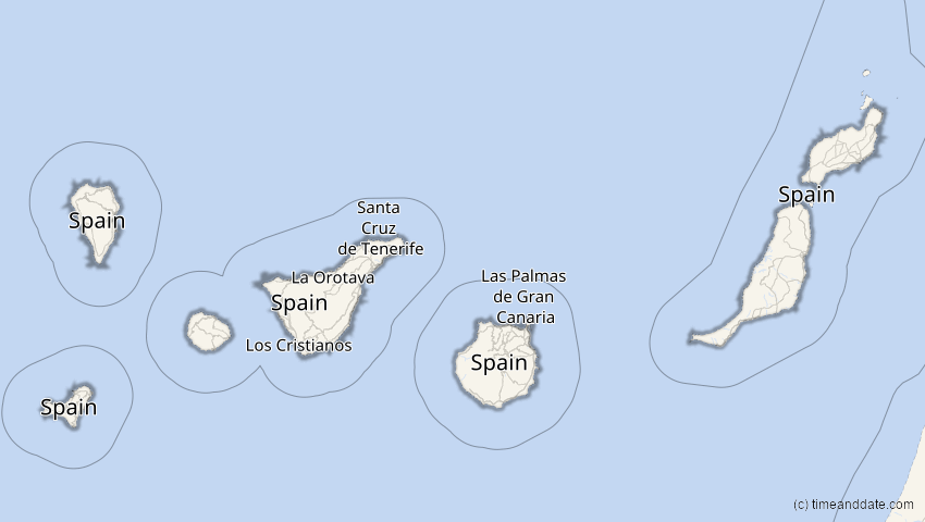 A map of Kanarische Inseln, Spanien, showing the path of the 16. Jan 2037 Partielle Sonnenfinsternis