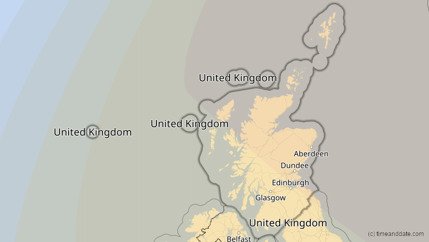 A map of Schottland, Großbritannien, showing the path of the 16. Jan 2037 Partielle Sonnenfinsternis