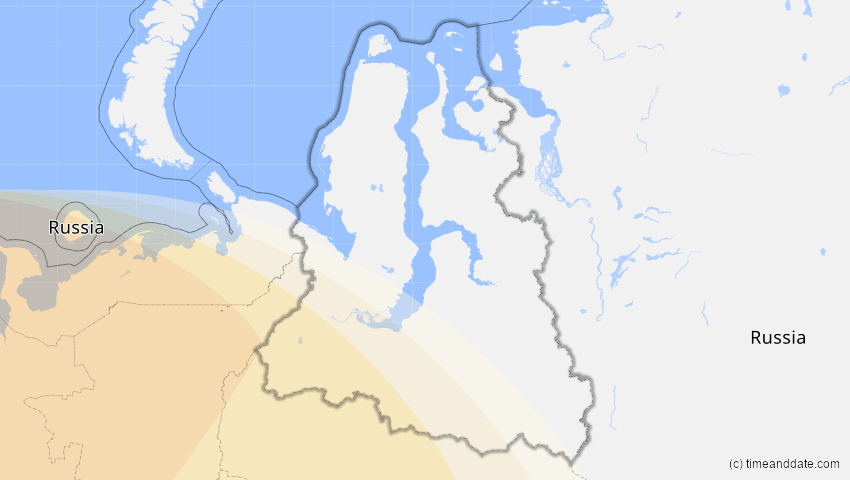 A map of Jamal-Nenzen, Russland, showing the path of the 16. Jan 2037 Partielle Sonnenfinsternis