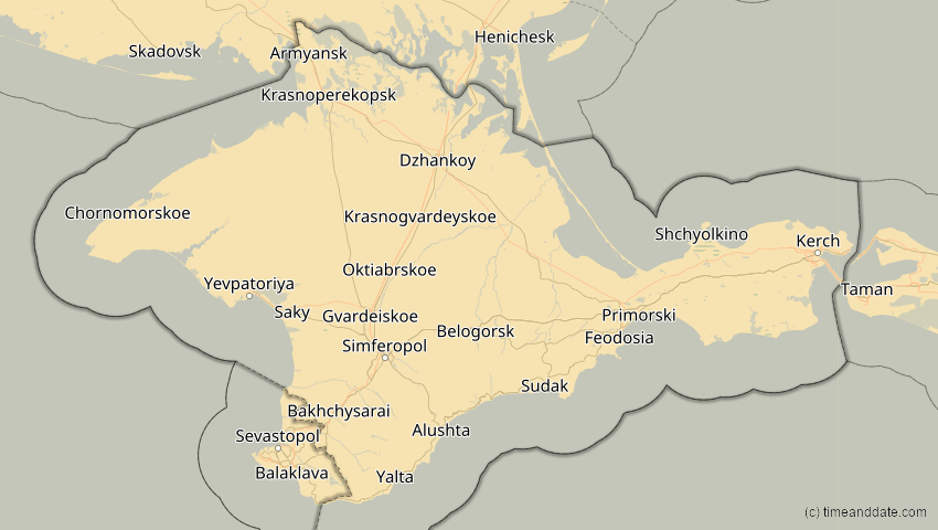 A map of Auton. Republik Krim, Ukraine, showing the path of the 16. Jan 2037 Partielle Sonnenfinsternis