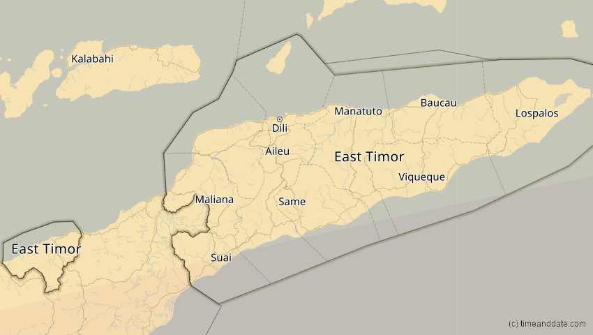 A map of Osttimor, showing the path of the 13. Jul 2037 Totale Sonnenfinsternis