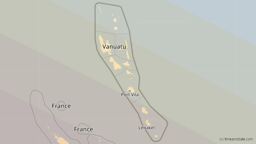 A map of Vanuatu, showing the path of the 13. Jul 2037 Totale Sonnenfinsternis