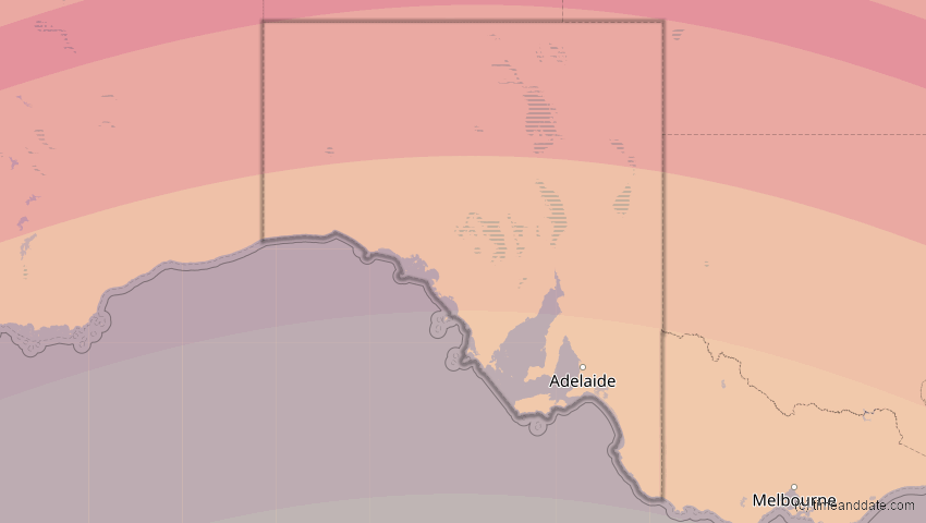 A map of South Australia, Australien, showing the path of the 13. Jul 2037 Totale Sonnenfinsternis