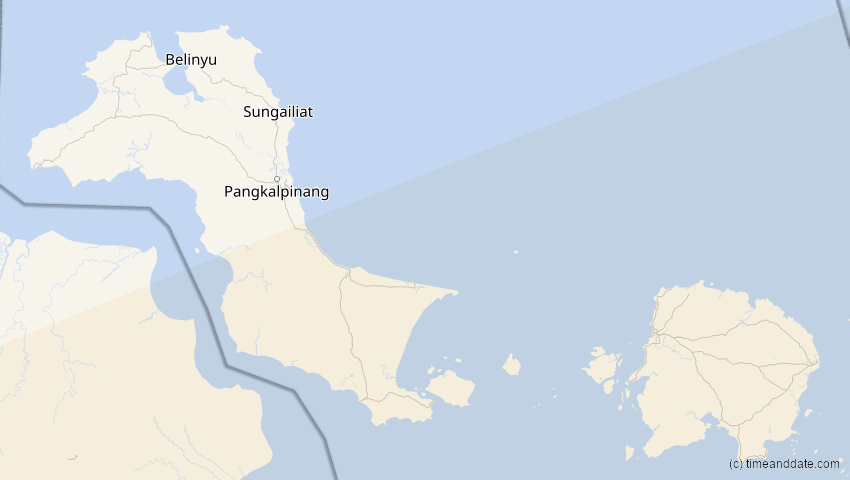A map of Bangka-Belitung, Indonesien, showing the path of the 13. Jul 2037 Totale Sonnenfinsternis