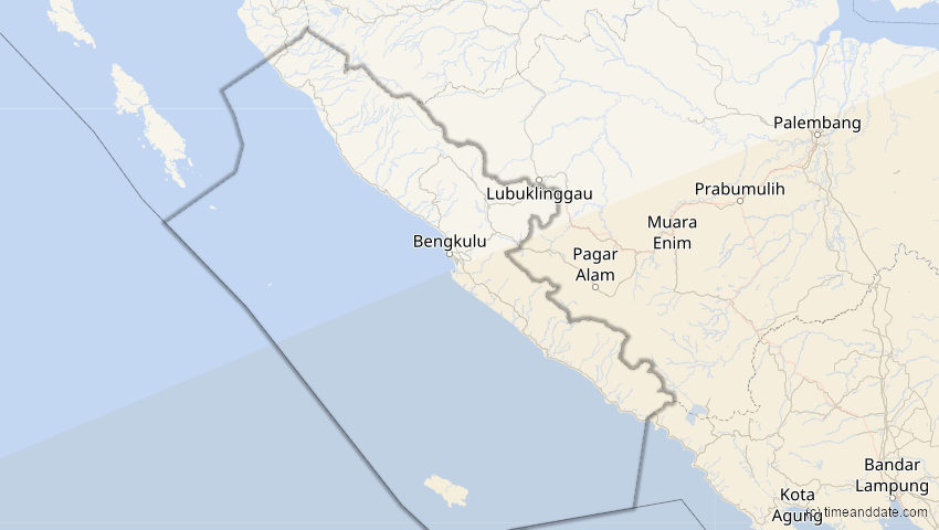 A map of Bengkulu, Indonesien, showing the path of the 13. Jul 2037 Totale Sonnenfinsternis
