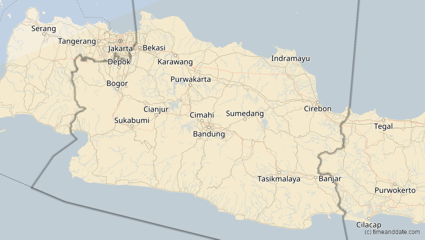 A map of Jawa Barat, Indonesien, showing the path of the 13. Jul 2037 Totale Sonnenfinsternis