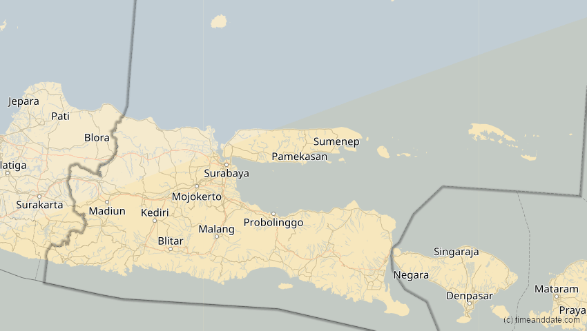 A map of Jawa Timur, Indonesien, showing the path of the 13. Jul 2037 Totale Sonnenfinsternis