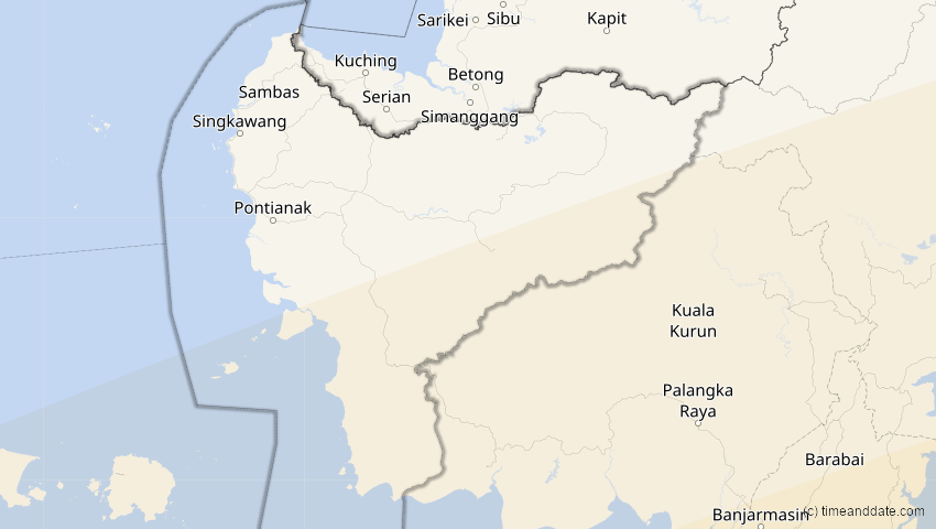 A map of Kalimantan Barat, Indonesien, showing the path of the 13. Jul 2037 Totale Sonnenfinsternis