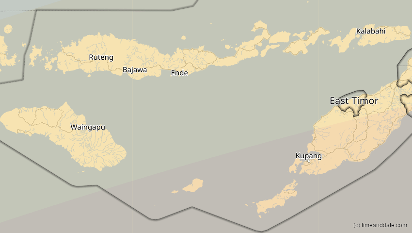 A map of Nusa Tenggara Timur, Indonesien, showing the path of the 13. Jul 2037 Totale Sonnenfinsternis