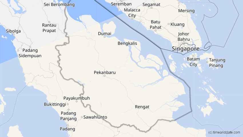 A map of Riau, Indonesien, showing the path of the 13. Jul 2037 Totale Sonnenfinsternis