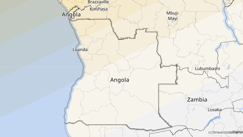 A map of Angola, showing the path of the 5. Jan 2038 Ringförmige Sonnenfinsternis