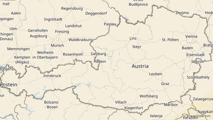 A map of Österreich, showing the path of the 5. Jan 2038 Ringförmige Sonnenfinsternis