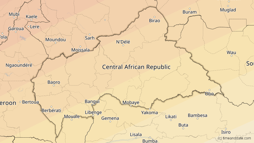A map of Zentralafrikanische Republik, showing the path of the 5. Jan 2038 Ringförmige Sonnenfinsternis