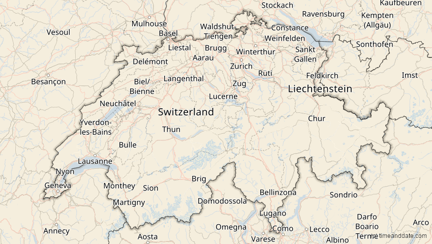 A map of Schweiz, showing the path of the 5. Jan 2038 Ringförmige Sonnenfinsternis