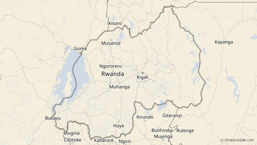 A map of Ruanda, showing the path of the 5. Jan 2038 Ringförmige Sonnenfinsternis