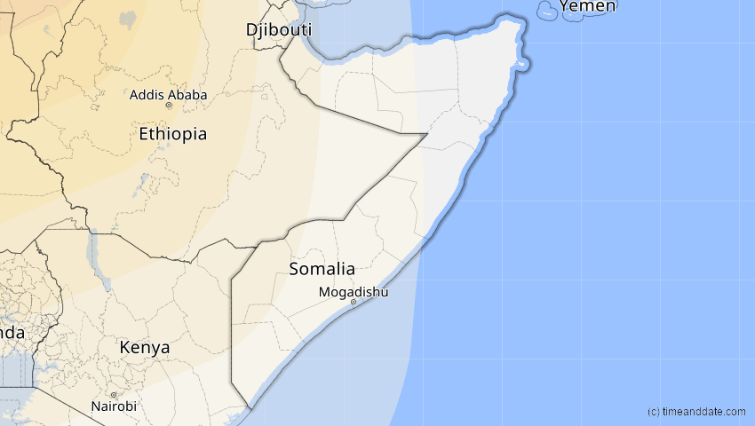A map of Somalia, showing the path of the 5. Jan 2038 Ringförmige Sonnenfinsternis