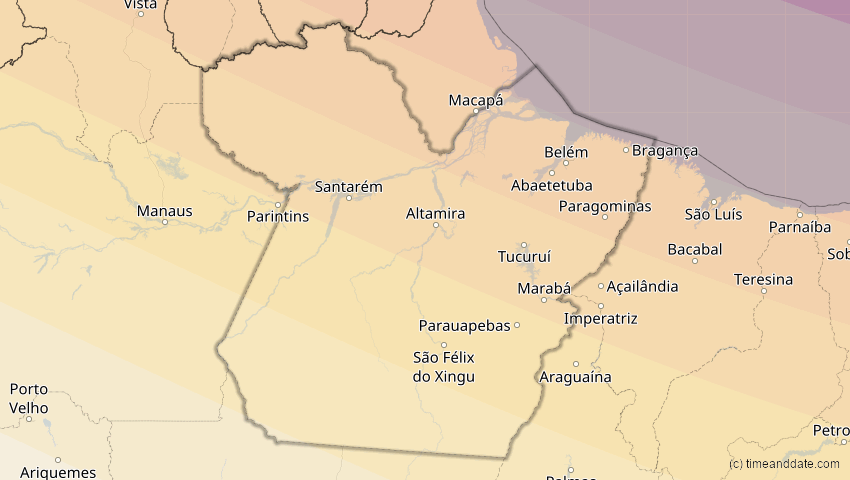 A map of Pará, Brasilien, showing the path of the 5. Jan 2038 Ringförmige Sonnenfinsternis