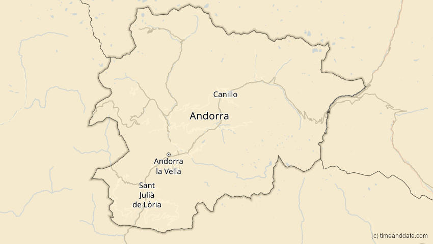 A map of Andorra, showing the path of the 2. Jul 2038 Ringförmige Sonnenfinsternis