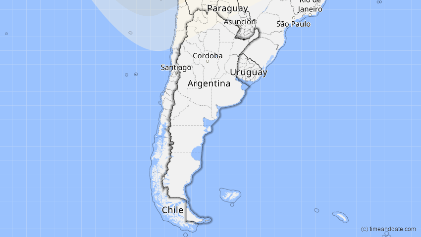 A map of Argentinien, showing the path of the 2. Jul 2038 Ringförmige Sonnenfinsternis