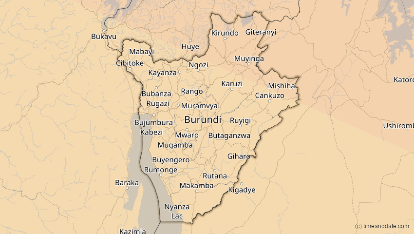 A map of Burundi, showing the path of the 2. Jul 2038 Ringförmige Sonnenfinsternis