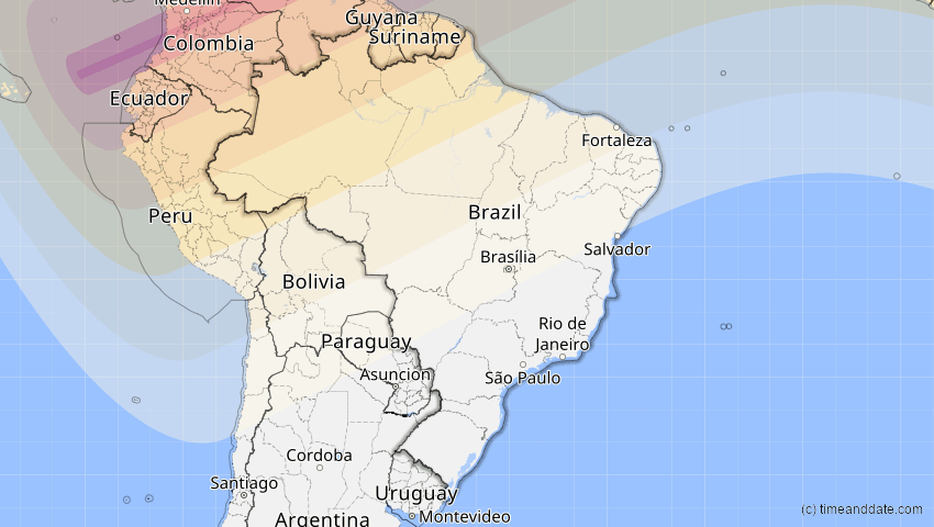 A map of Brasilien, showing the path of the 2. Jul 2038 Ringförmige Sonnenfinsternis