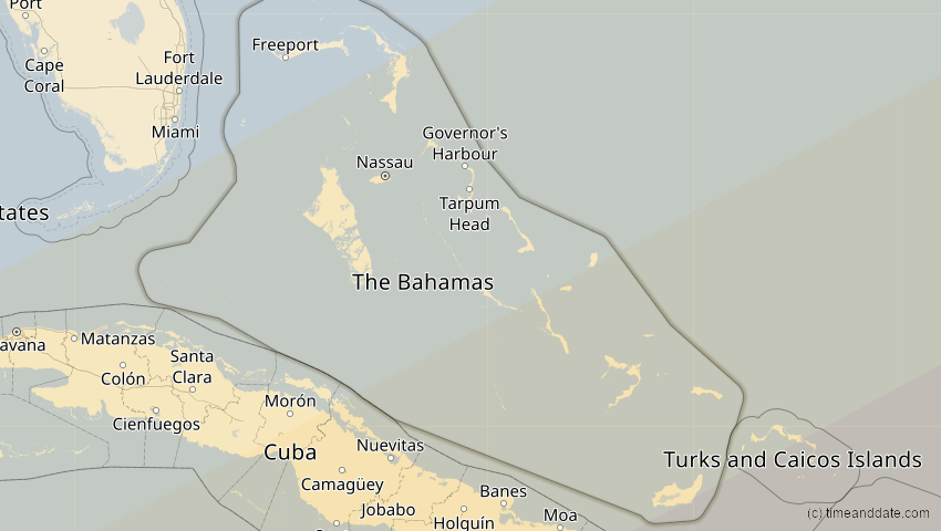 A map of Bahamas, showing the path of the 2. Jul 2038 Ringförmige Sonnenfinsternis