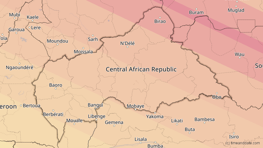 A map of Zentralafrikanische Republik, showing the path of the 2. Jul 2038 Ringförmige Sonnenfinsternis